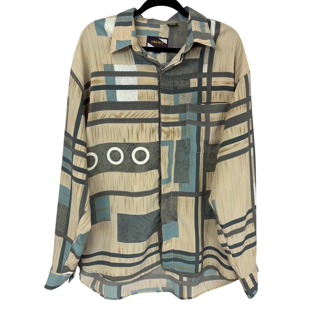 Memos Multicolored Pattern Button-Up Long Sleeve Koshibo Blouse Size XL